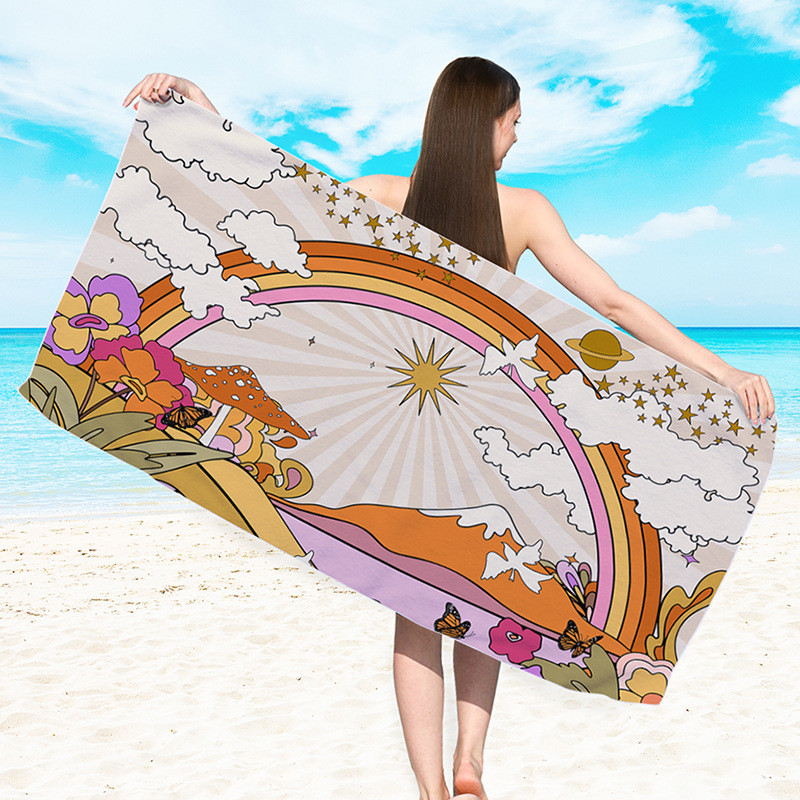 h-Microfiber Rannarätik imav spordirätik digitaaltrüki rätikud Rannarätikud täiskasvanutele, suured