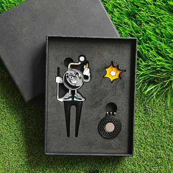 Νέο δώρο γκολφ Δημιουργικό γελοιογραφία Bomber Ball Yoke καπέλο κλιπ σετ σήμανσης Εργαλείο Divot Golf