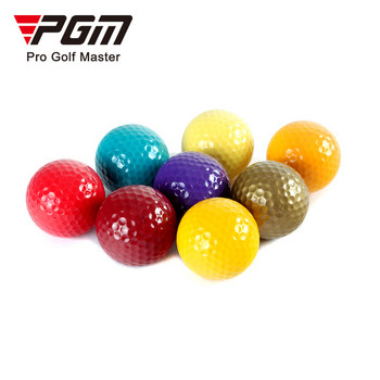 PGM 2 бр. Топка за голф Издръжлива въртяща се права двуслойна топка за голф от синтетичен каучук Цветна еластична тренировъчна тренировка на закрито на открито