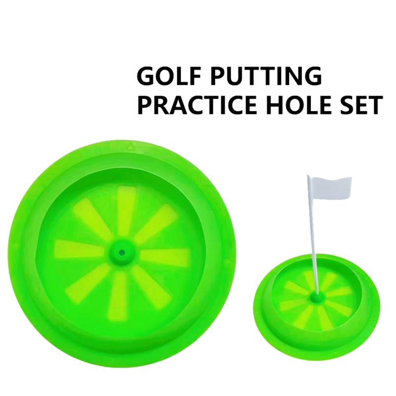 Cupă pentru găuri pentru antrenament de golf, cauciuc moale pentru toate direcțiile, cu steagul țintă, ajutoare pentru antrenament