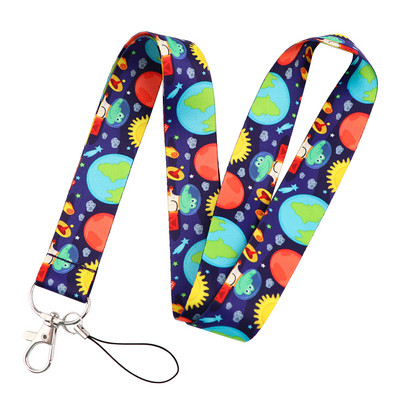 LX411 Universe Planets Moon Stars Αστροναύτης Κορδόνι λαιμού Σχοινί USB κινητό τηλέφωνο ταυτότητας κάρτας ταυτότητας Μπρελόκ Μπρελόκ