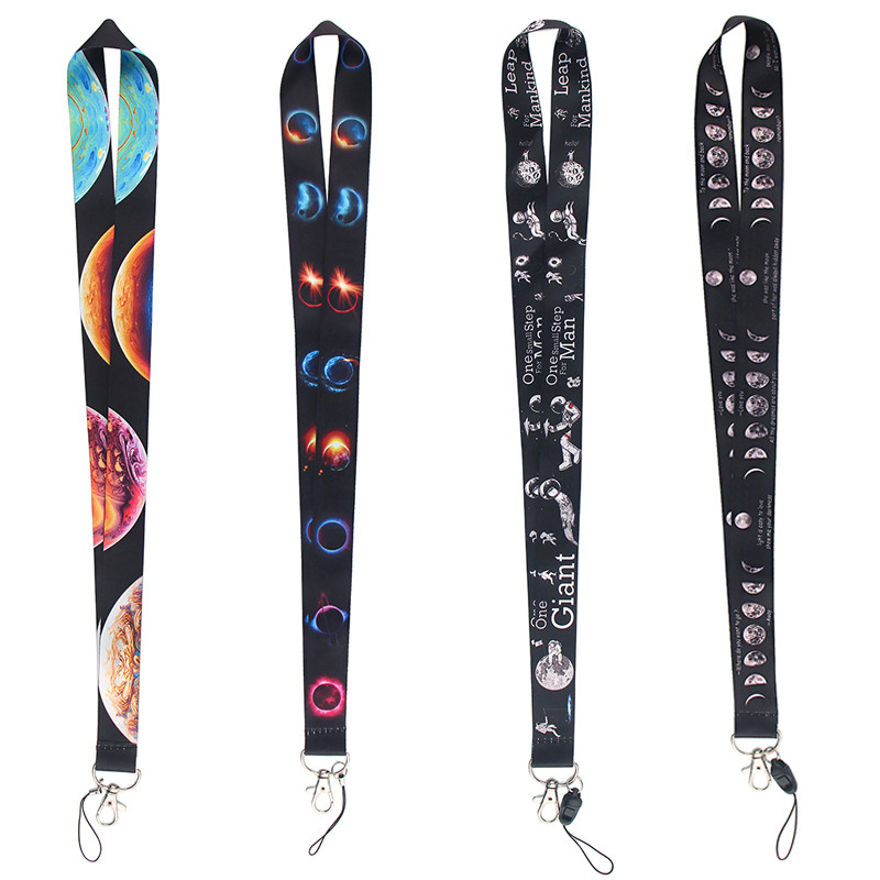 LX411 Universe Planets Moon Stars Αστροναύτης Κορδόνι λαιμού Σχοινί USB κινητό τηλέφωνο ταυτότητας κάρτας ταυτότητας Μπρελόκ Μπρελόκ
