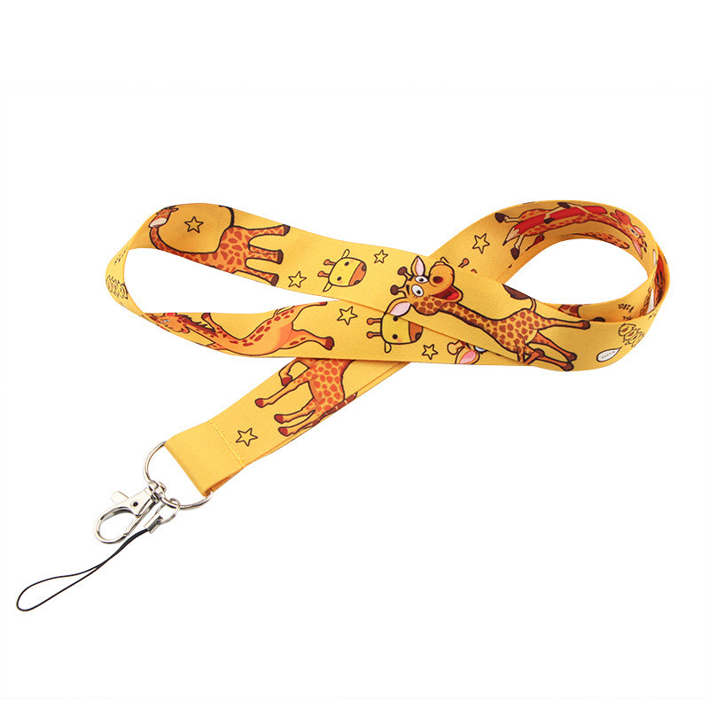 Animal girafă galbenă cureaua pentru gât Snur pentru chei Carte de identitate Curele pentru telefon mobil Suport USB pentru insignă DIY frânghie