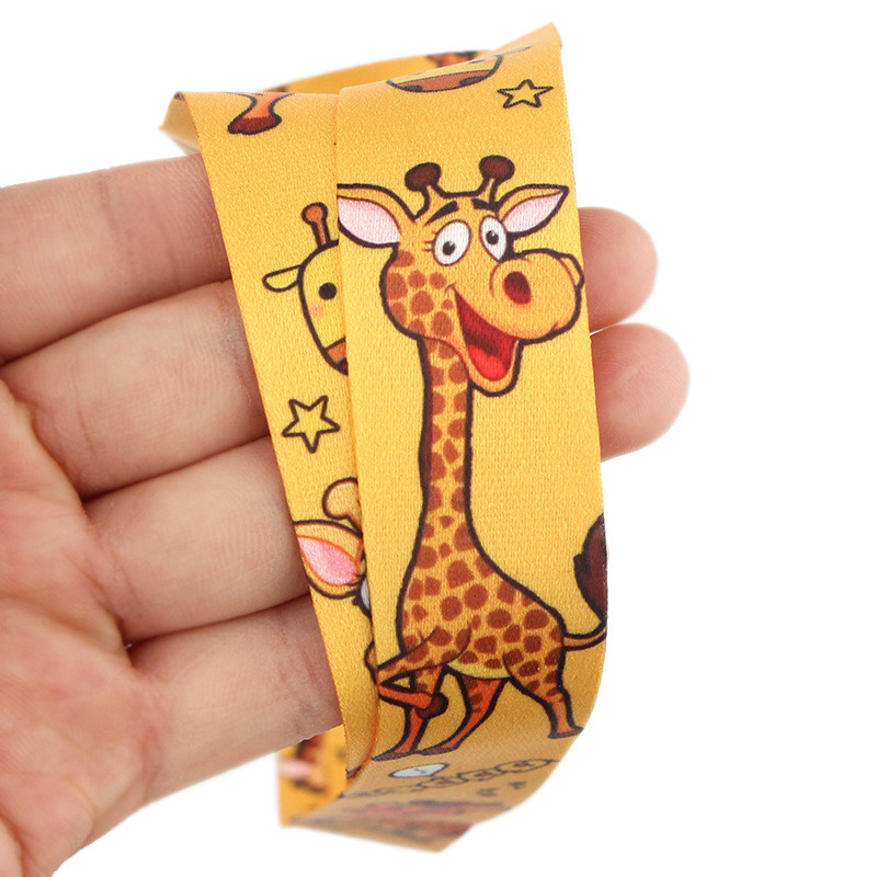 Animal girafă galbenă cureaua pentru gât Snur pentru chei Carte de identitate Curele pentru telefon mobil Suport USB pentru insignă DIY frânghie