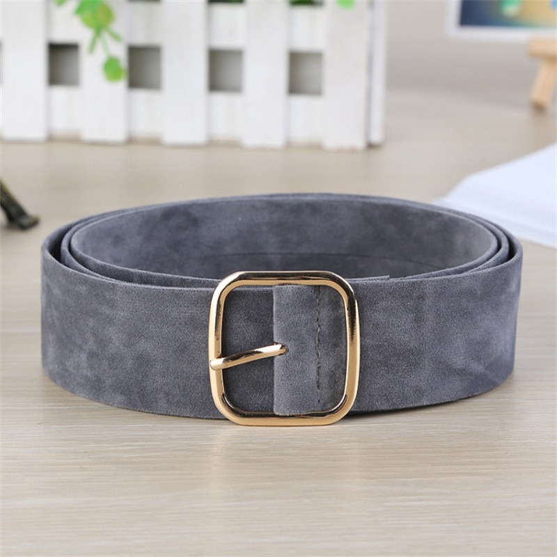 Őszi Női divat Fém Négyzet Pin Csat Fekete Velúr Övek Női Jean ruha Öv Deréktömítés Rugalmas Vintage Cinto Tático
