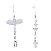 Y2k Girl Heart White Angel Bear Loves Heart Crossed Keychain Sweet Ins Αξεσουάρ τσάντα αυτοκινήτου Κρεμαστό τηλέφωνο από κράμα