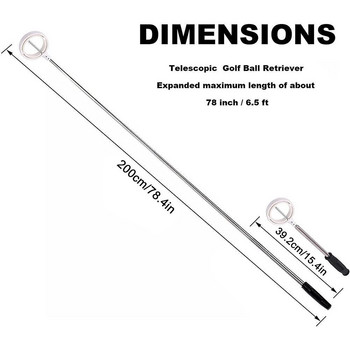 Голф ретривър с 8 секции от неръждаема стомана Телескопичен инструмент за събиране на топка Пикап Грабер Разтегателни средства за тренировка по голф за вода