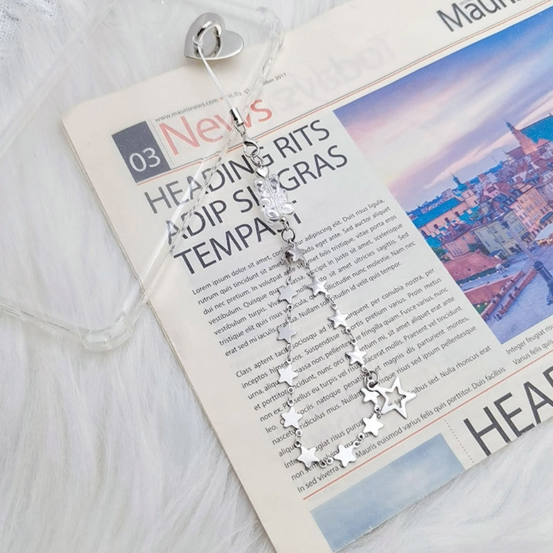 Niche Design Aloy Tassels Chain Chain Phone Y2k Bear Bowknot Crossed πέντε άκρων Sweet Cool Bag Κρεμαστό αυτοκίνητο