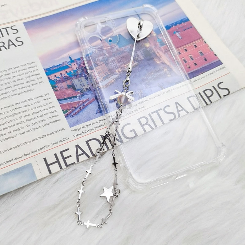 Niche Design Aloy Tassels Chain Chain Phone Y2k Bear Bowknot Crossed πέντε άκρων Sweet Cool Bag Κρεμαστό αυτοκίνητο