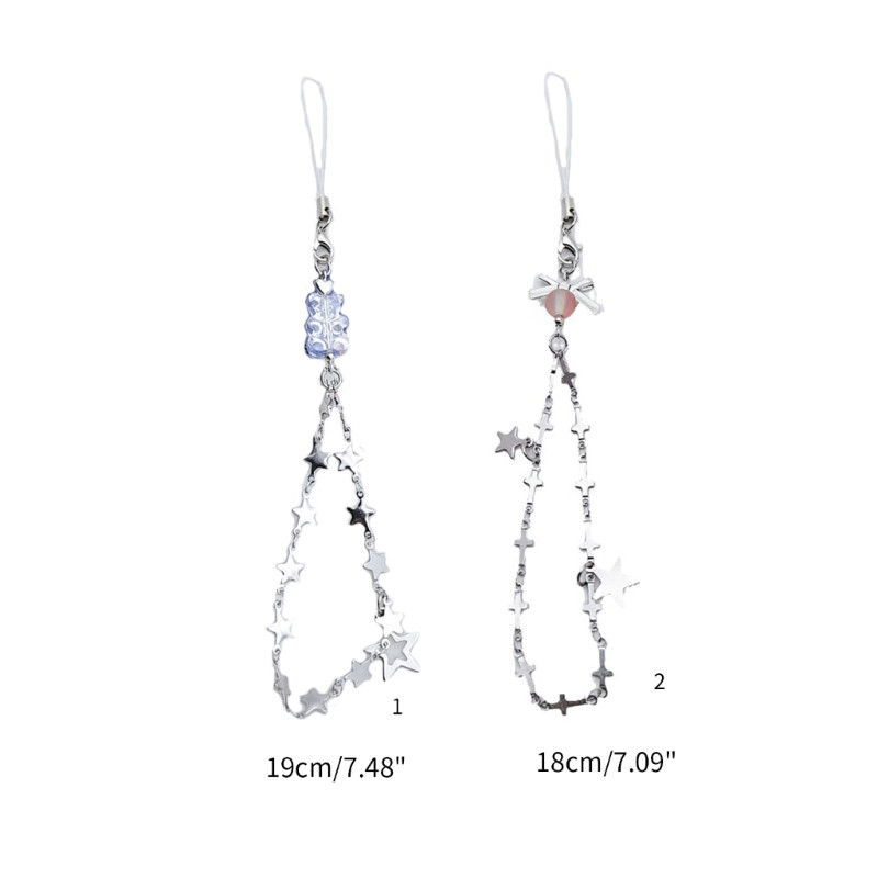 Niche Design Aloy Tassels Chain Chain Phone Y2k Bear Bowknot Crossed πέντε άκρων Sweet Cool Bag Κρεμαστό αυτοκίνητο