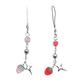 Lanț cu pandantiv cu farmec cu căpșuni dulci, curele pentru telefon, breloc de buzunar, curea, decorare agățată pentru geantă pentru chei.