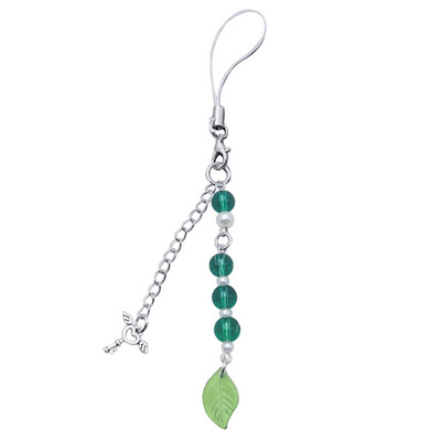 Rohelise lehe võtmehoidja Bowknot Gread Leaf telefonivõlu võtmehoidjaga käekottide jaoks