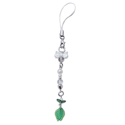 Rohelise lehe võtmehoidja Bowknot Gread Leaf telefonivõlu võtmehoidjaga käekottide jaoks