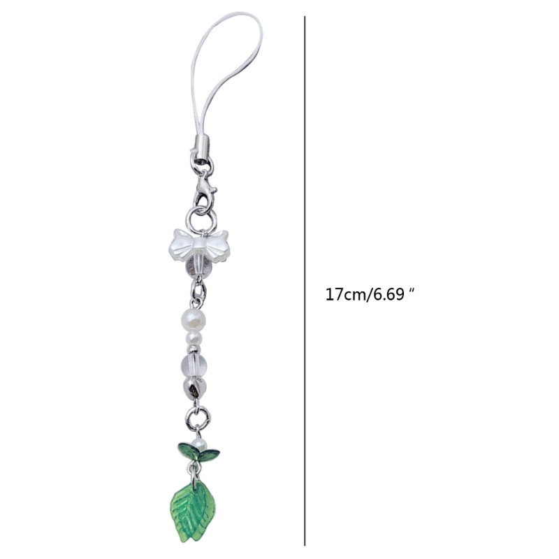 Rohelise lehe võtmehoidja Bowknot Gread Leaf telefonivõlu võtmehoidjaga käekottide jaoks