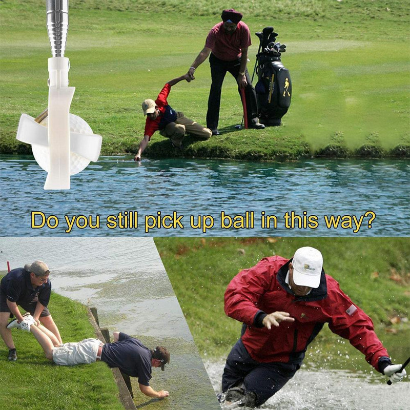 Új Golf Ball Retriever, rozsdamentes acél teleszkópos labdaszedő markoló, kihúzható golf edzési segédeszközök vízhez
