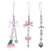 Κρεμαστό λουράκι για κινητά τηλέφωνα Pink Heart Chain Charm Punk Girl Women