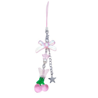 Κρεμαστό λουράκι για κινητά τηλέφωνα Pink Heart Chain Charm Punk Girl Women
