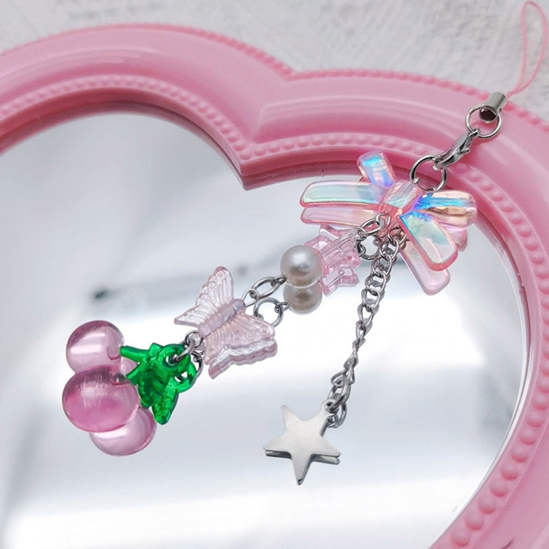 Κρεμαστό λουράκι για κινητά τηλέφωνα Pink Heart Chain Charm Punk Girl Women