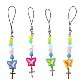 Y2K akrilo drugelio telefono grandinėlė pakabukas raktų pakabukas, unikalus spalvingas drugelis