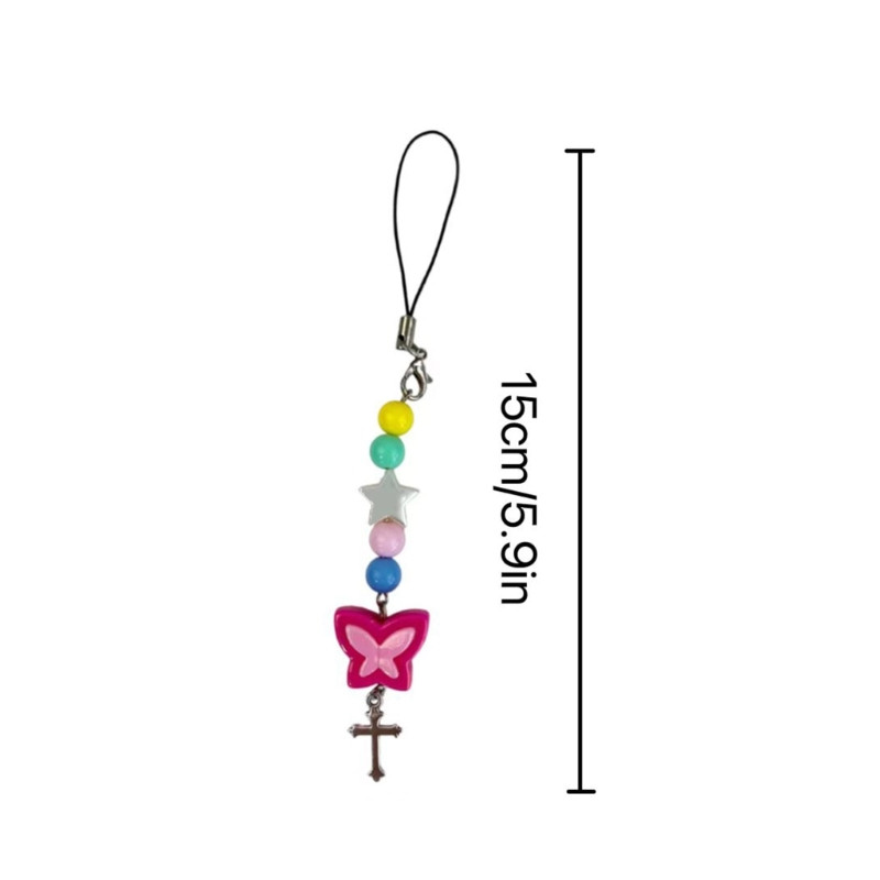 Y2K akrilo drugelio telefono grandinėlė pakabukas raktų pakabukas, unikalus spalvingas drugelis