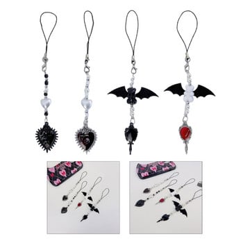 Niche Halloween Devil Bat Wing Tassels Chain Phone Chain Y2k Loves Bear Pendant