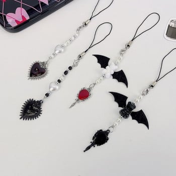 Niche Halloween Devil Bat Wing Tassels Chain Phone Chain Y2k Loves Bear Pendant