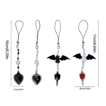 Niche Halloween Devil Bat Wing Tassels Chain Phone Chain Y2k Loves Bear Pendant