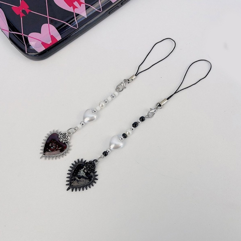 Nišinė Helovinas Velnio šikšnosparnio sparnų kutai grandinėlė Telefono grandinėlė Y2k Loves Bear pakabukas