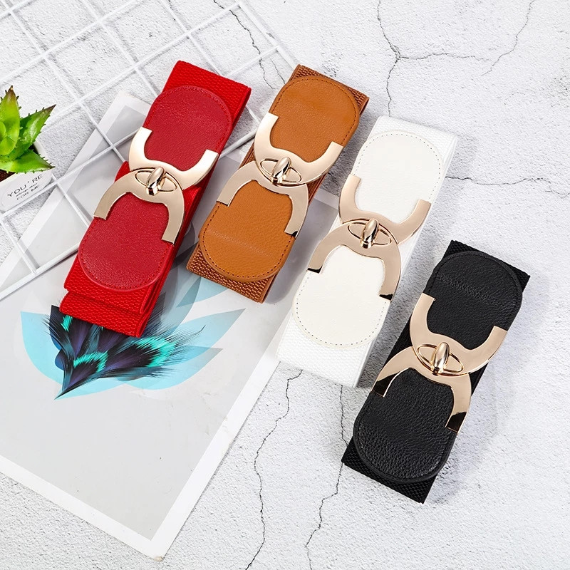 Brâu de lux pentru femei, auriu, cu cataramă Revolv, curele pentru doamne, curea elastică lată, rochii de bal de damă, decorare, centură pentru femeie