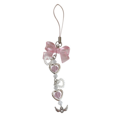 Rankų darbo braškių telefono žavesys Bowknot telefono papuošalai moterims, mergaitėms paauglėms