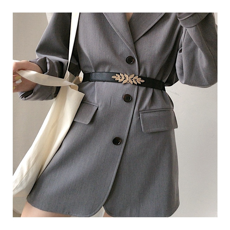 Lapų sagtis juosmens juostos moterims Mergaitėms Madingi aukso lydinio lapai Ploni elastiniai diržai suknelei Džinsai Moteriški vakarėlio aksesuarai Dovanos