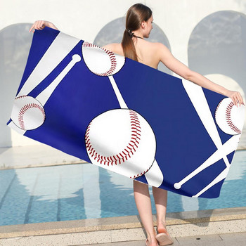 Печат на кърпа за открито Сгъваемо удобно плажно одеяло на докосване Силно водопоглъщане Плажна кърпа от микрофибър с отпечатан бейзбол