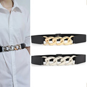 Elastic la modă, ocazional, care se potrivește cu fustă sălbatică, benzi cu cataramă din spate, centură de talie, rochie de doamnă, centură cu lanț pentru talie