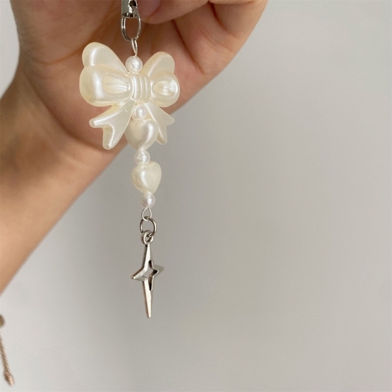 Punk Y2K telefoni ripatsikett Lahe tüdruku armsa helmestega võluv Bowknot võtmehoidja