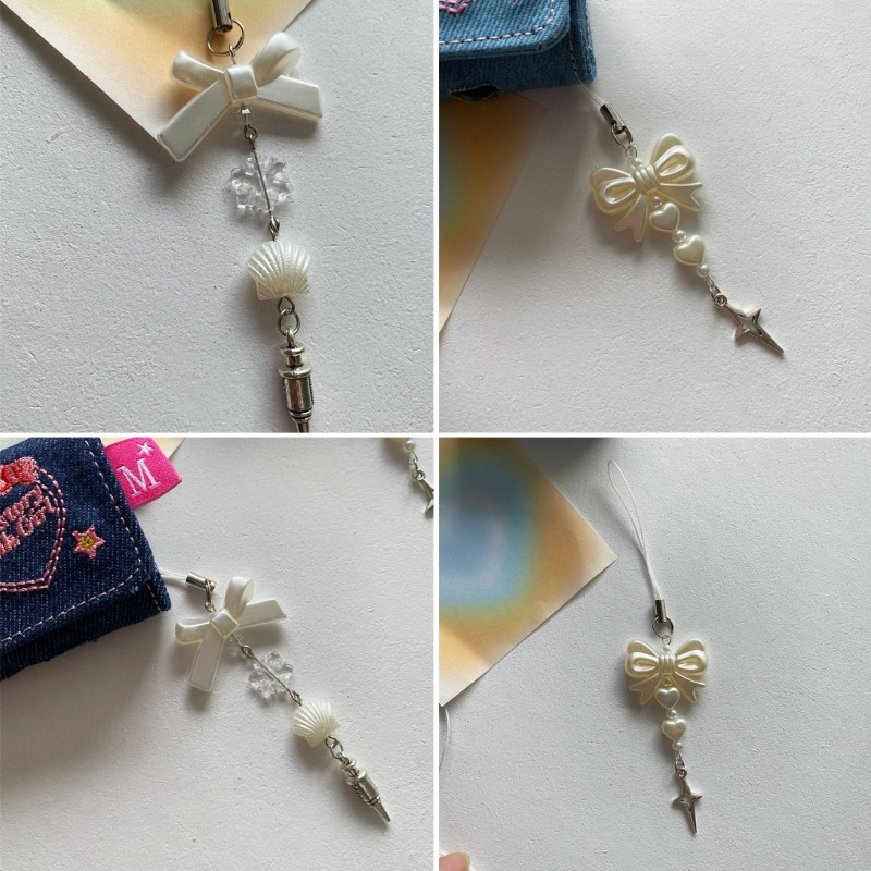 Punk Y2K telefoni ripatsikett Lahe tüdruku armsa helmestega võluv Bowknot võtmehoidja