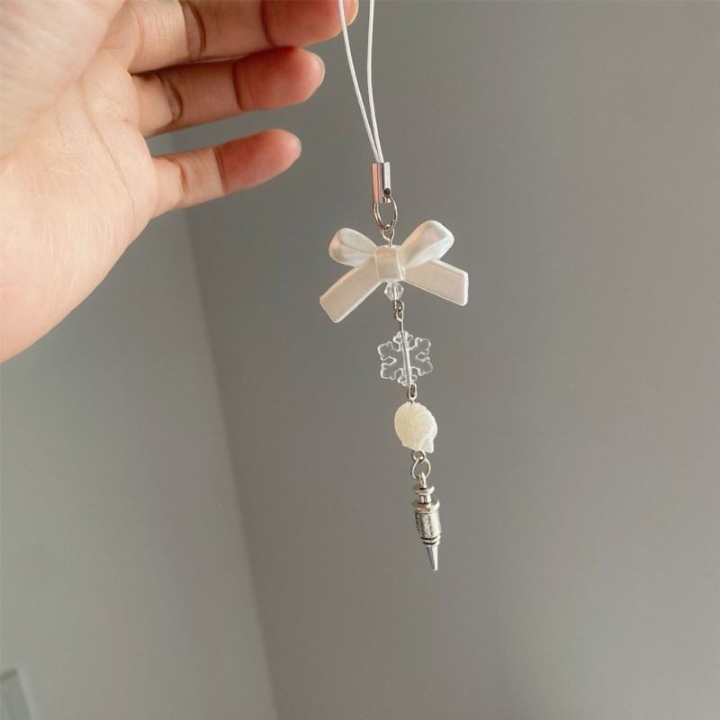 Punk Y2K telefoni ripatsikett Lahe tüdruku armsa helmestega võluv Bowknot võtmehoidja