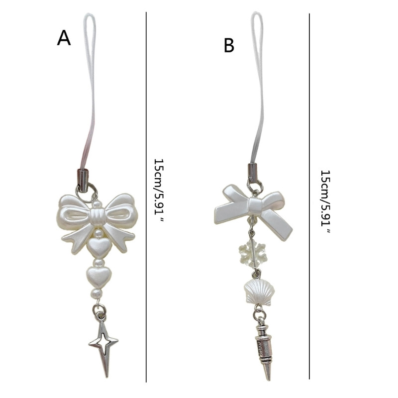 Punk Y2K telefoni ripatsikett Lahe tüdruku armsa helmestega võluv Bowknot võtmehoidja