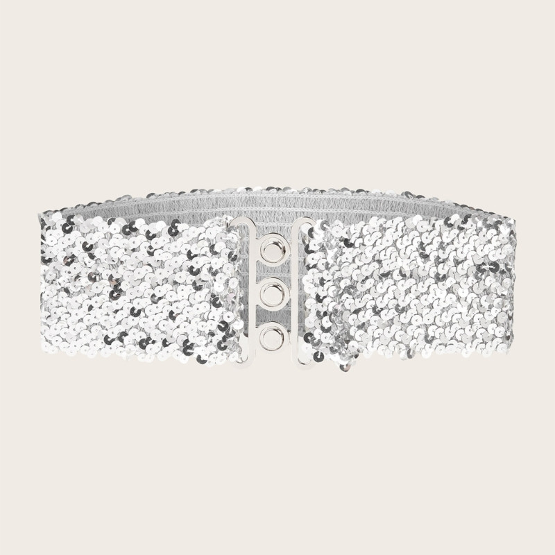 Arany ezüst színű öv Cool punk csillogó flitterek rugalmas sztreccs széles derékpánt női ruha deréköv ékszer kiegészítők