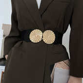 Diržas Elastinis Cummerbunds Personality Metalinis apvali sagtis PU odos lydinio juosmens korsetas Diržai Dekoratyviniai džinsai