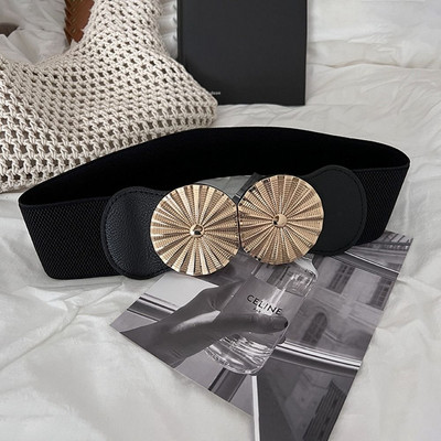 Diržas Elastinis Cummerbunds Personality Metalinis apvali sagtis PU odos lydinio juosmens korsetas Diržai Dekoratyviniai džinsai