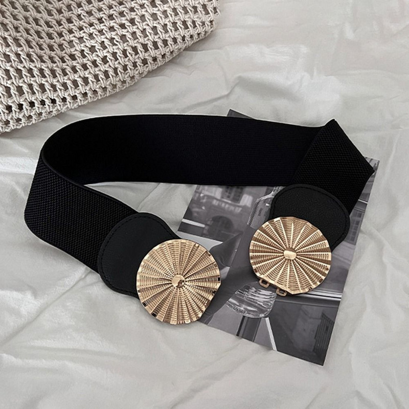 Diržas Elastinis Cummerbunds Personality Metalinis apvali sagtis PU odos lydinio juosmens korsetas Diržai Dekoratyviniai džinsai