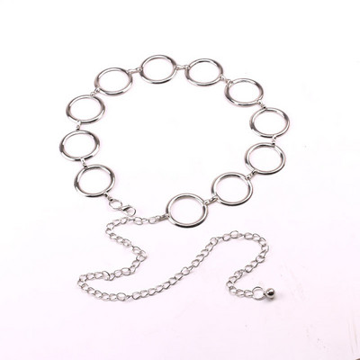 Stiilne Euroopa ja Ameerika metallist vöö kuldsete ja hõbedaste ümmarguste rõngastega naiste kleidi vööketi tarviku jaoks