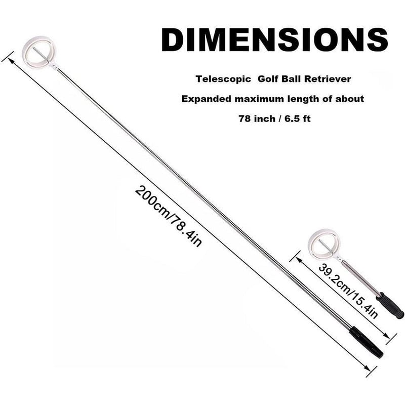 Golfo kamuoliukų paėmimo įrankiai Teleskopinis golfo kamuoliukų retriverio gaudytojas Golfo treniruočių priemonės nerūdijančio plieno golfo kamuoliukų rinktuvas