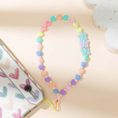 Κρεμαστό αξεσουάρ θήκης Anti-Lost Beaded Chain Phone Love Heart Λουράκι κινητού Κορδόνι κινητού τηλεφώνου Κορδόνι κινητού τηλεφώνου