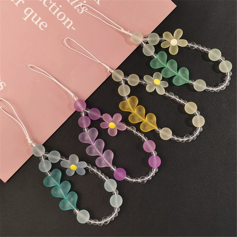 Mobiliojo telefono dirželis Meilė širdis riešas trumpas dirželis, rankinis karoliukais, matinis apvalus karoliukas, gėlėtas pakabukas telefono dėklas, apsaugantis nuo pametimo