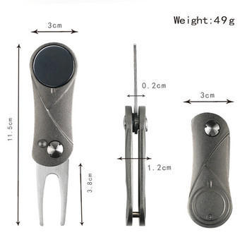 Golf Divot Repair Tool Pitchfork with Magnetic Ball Marker Cleaner and Pop-up Button Green Fork Αξεσουάρ γκολφ Αθλητικά προμήθειες