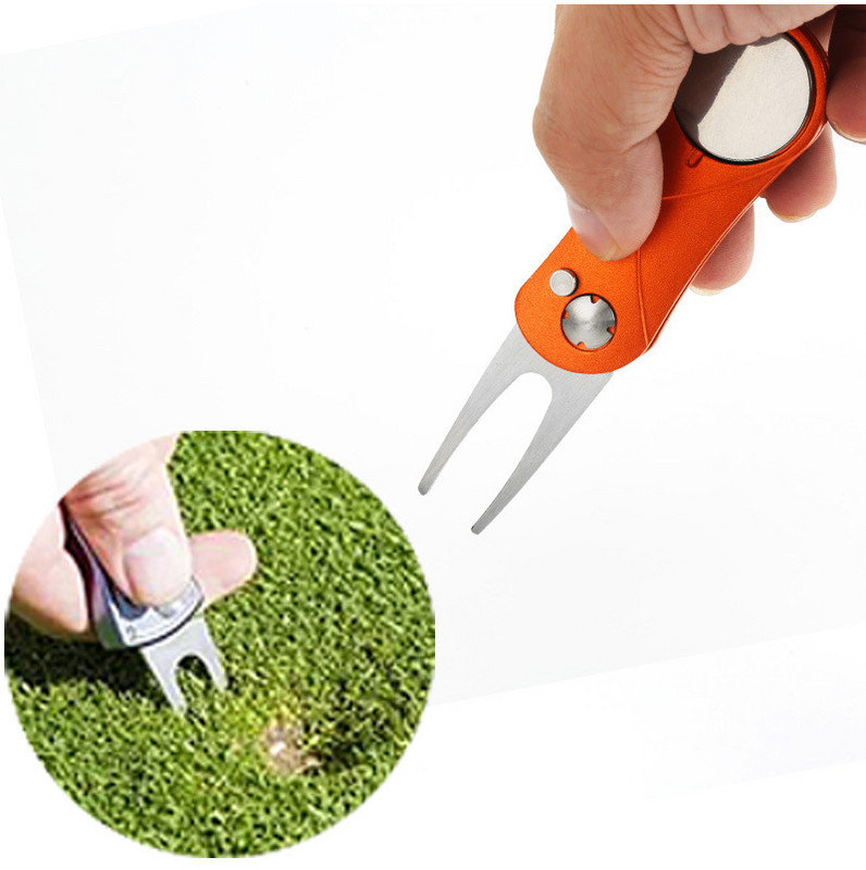 Golf Divoti remonditööriista hark magnetpalli markeri puhastusvahendi ja hüpiknupuga rohelise kahvliga Golfitarvikud Sporditarbed