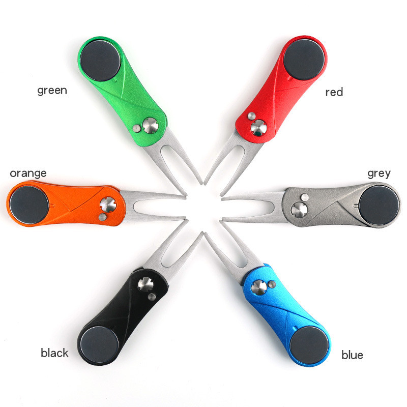 Golf Divoti remonditööriista hark magnetpalli markeri puhastusvahendi ja hüpiknupuga rohelise kahvliga Golfitarvikud Sporditarbed