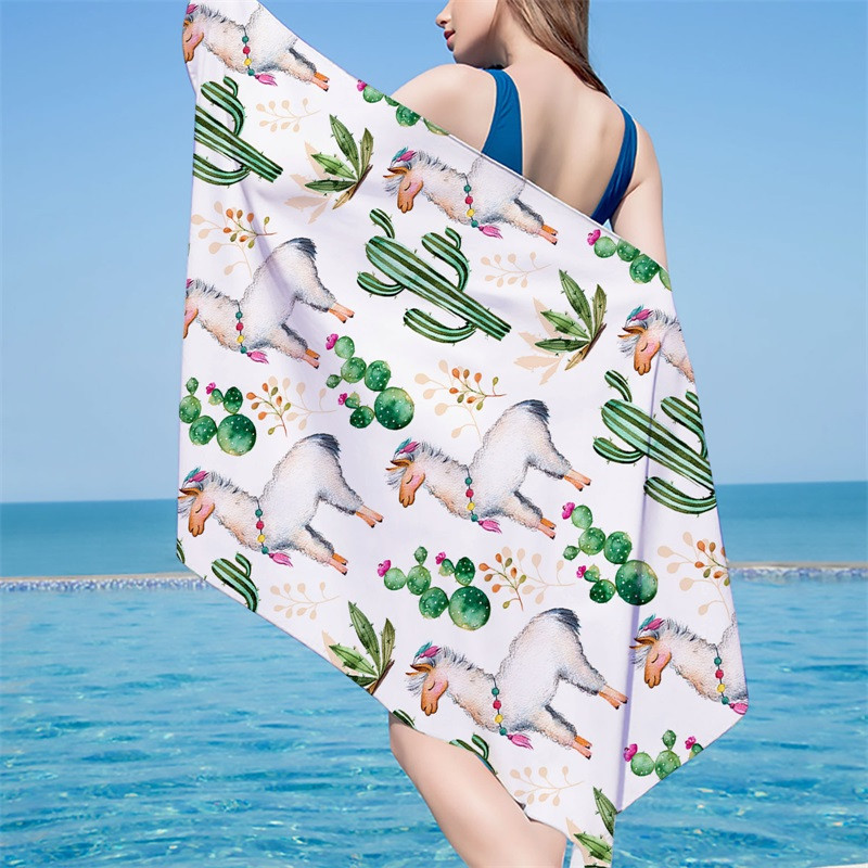 10 színű Aranyos Alpaca Cactus Strandtörölközők Puha Gyorsan száradó nagy mikroszálas, szuper nedvszívó úszómedence fürdőlepedők gyerekeknek Felnőtteknek