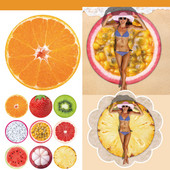 Kerek gyümölcsös strandtörölköző Ultra világoskék fürdőlepedő homokálló strand babanyakú felfújható gyűrűs úszó rúgódeszka nőknek